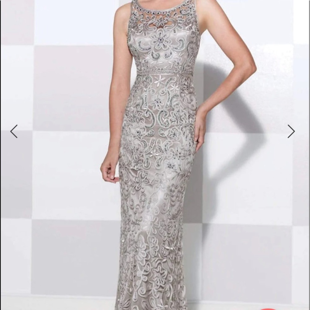 Cameron Blake by Mon Sheri: Size 4 Sparkly Silver Gown- Mother of Bride/Groom